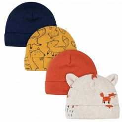 Gerber® BabyPreemie - 24M 4-Pack Baby Boys Fox Caps