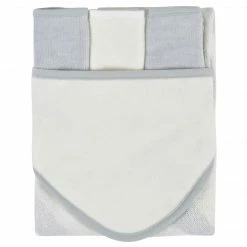 Gerber® Embroidered 4-Piece Neutral Striped Gray Hooded Towel & Washcloths Set