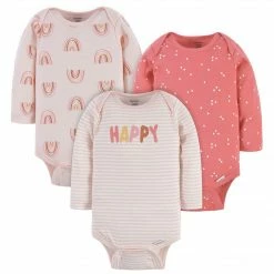 Gerber® BabyPreemie - 24M 3-Pack Baby Girls Rainbow Smiles Long Sleeve Onesies® Bodysuits