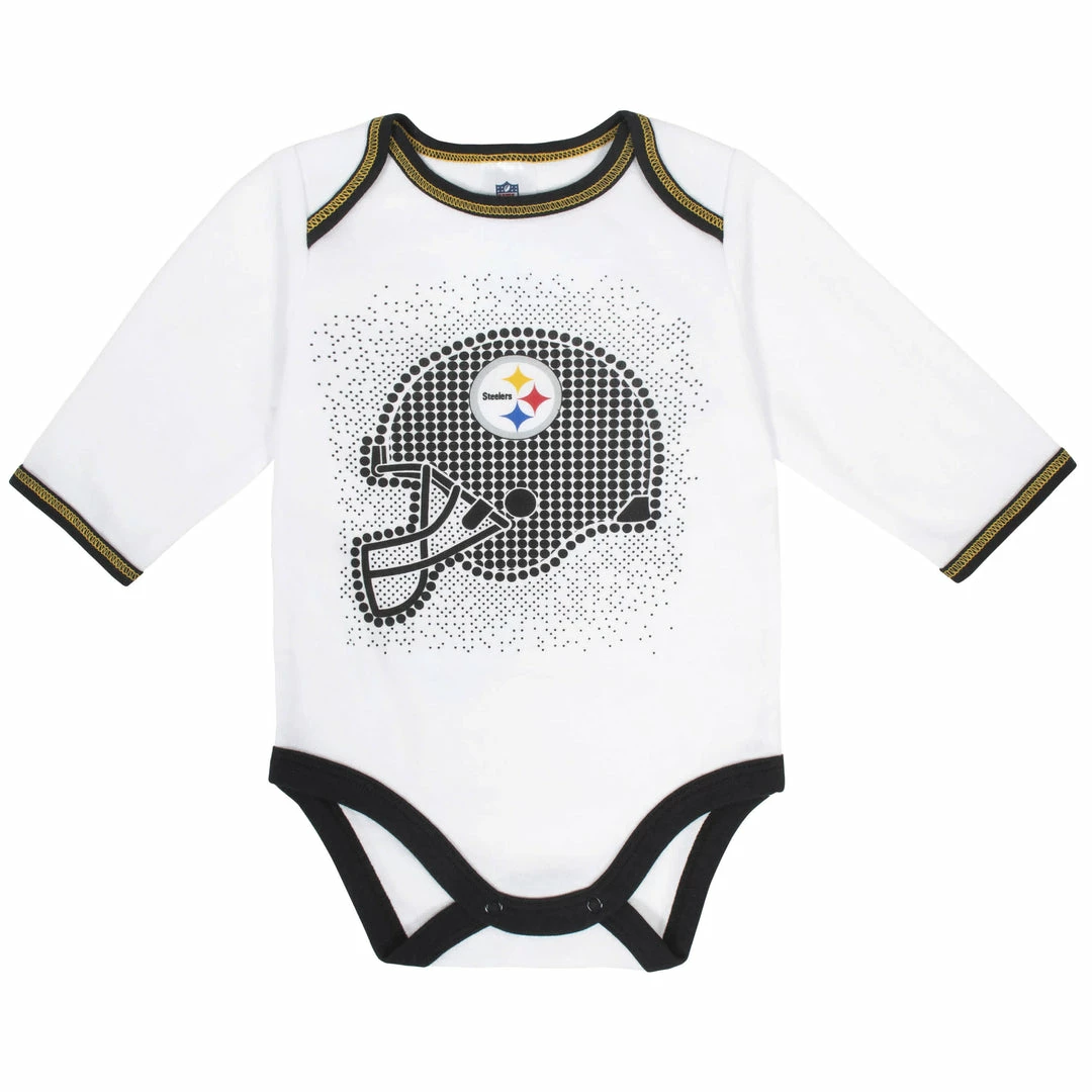 Best Sale 🌟 NFL Pittsburgh Steelers 3-Piece Baby Boys Bodysuit, Pant, And Cap Set 🎁 2 NFL Pittsburgh Steelers 3-Piece Baby Boys Bodysuit, Pant, And Cap Set
