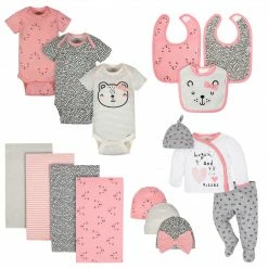 Gerber® BabyPreemie - 24M 16-Piece Baby Girls Bear Onesies® Bodysuits, Take-Me-Home Set, Bibs, Caps, And Blankets Set