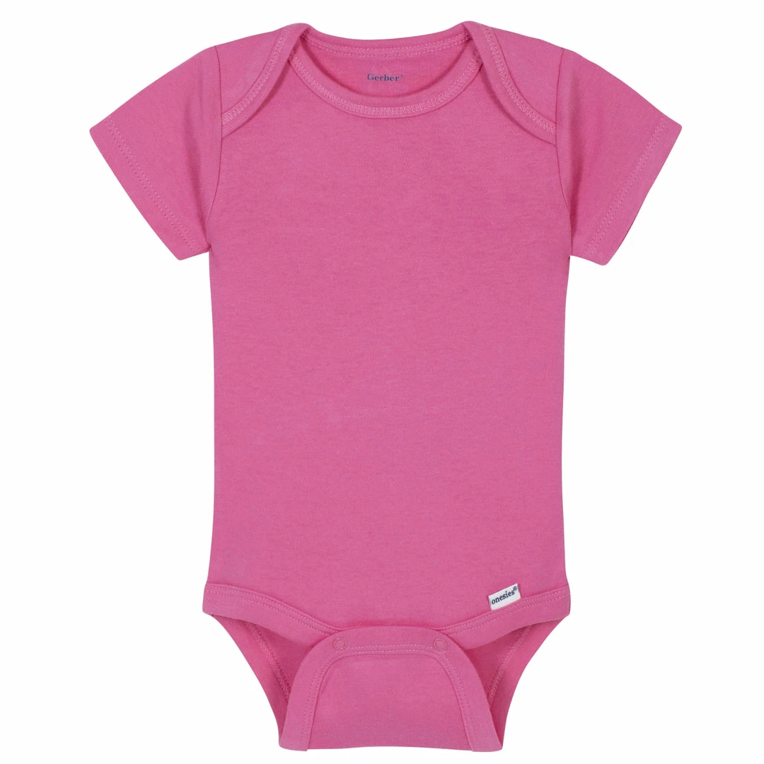 Promo 👏 Gerber® Solid Essentials Premium Short Sleeve Onesies® Bodysuit - Hot Pink 💯 1 Gerber® Solid Essentials Premium Short Sleeve Onesies® Bodysuit - Hot Pink