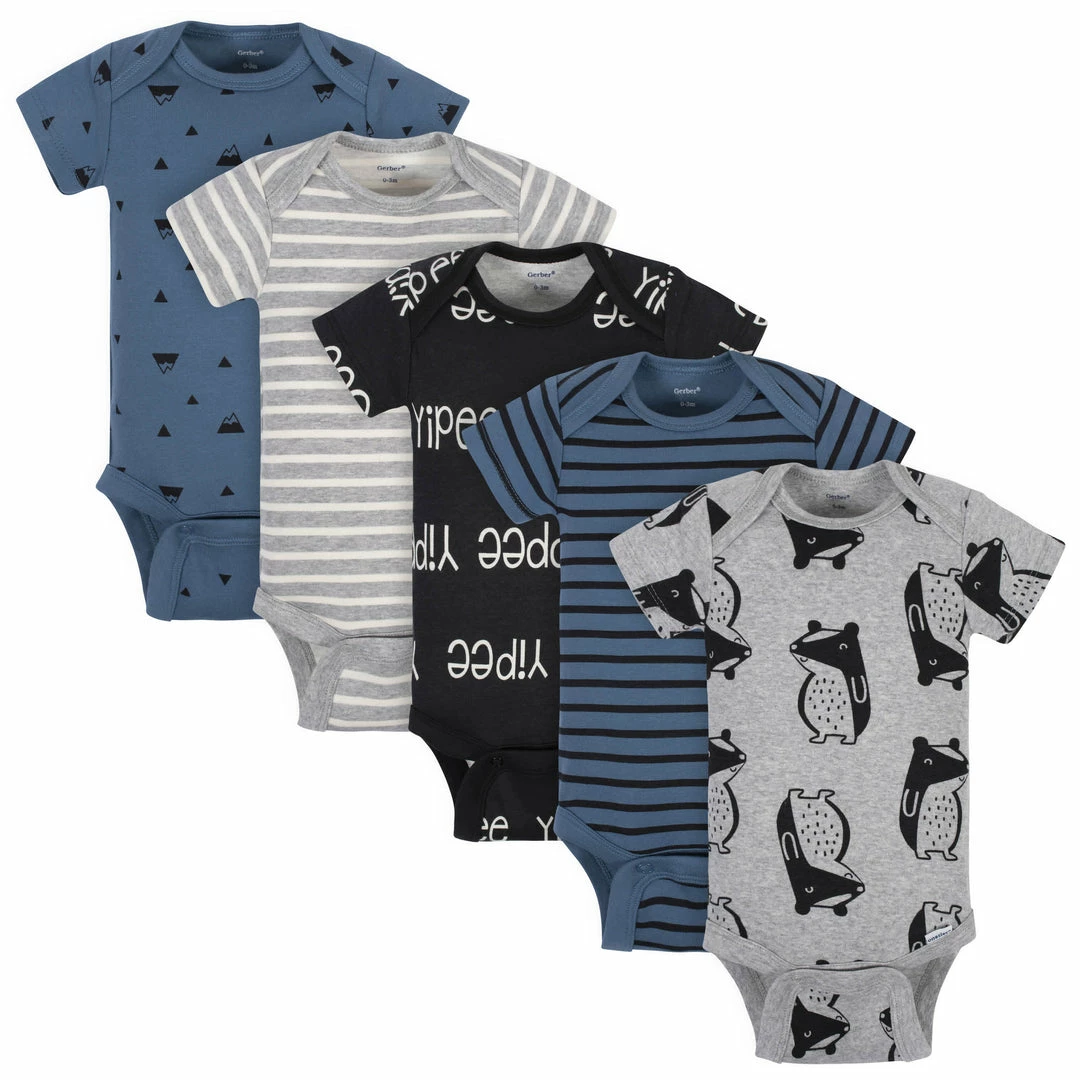 Cheap 🥰 Gerber® 5-Pack Baby Boys Comfy Stretch Badger Short Sleeve Onesies® Bodysuits BabyPreemie - 24M 💯 1 Gerber® 5-Pack Baby Boys Comfy Stretch Badger Short Sleeve Onesies® Bodysuits BabyPreemie - 24M