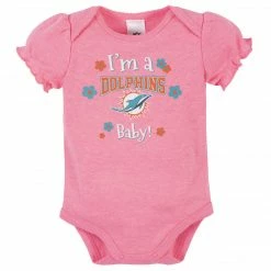 Hot Sale 🤩 NFL Miami Dolphins Baby 👧 Girls Short Sleeve Bodysuits 🧨 7 NFL Miami Dolphins Baby Girls Short Sleeve Bodysuits