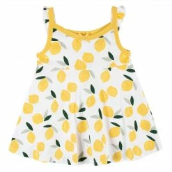 Gerber® See What's New 3-Piece Baby & Toddler Girls Lemon Squeeze Dress, Diaper Cover & Sun Hat Set