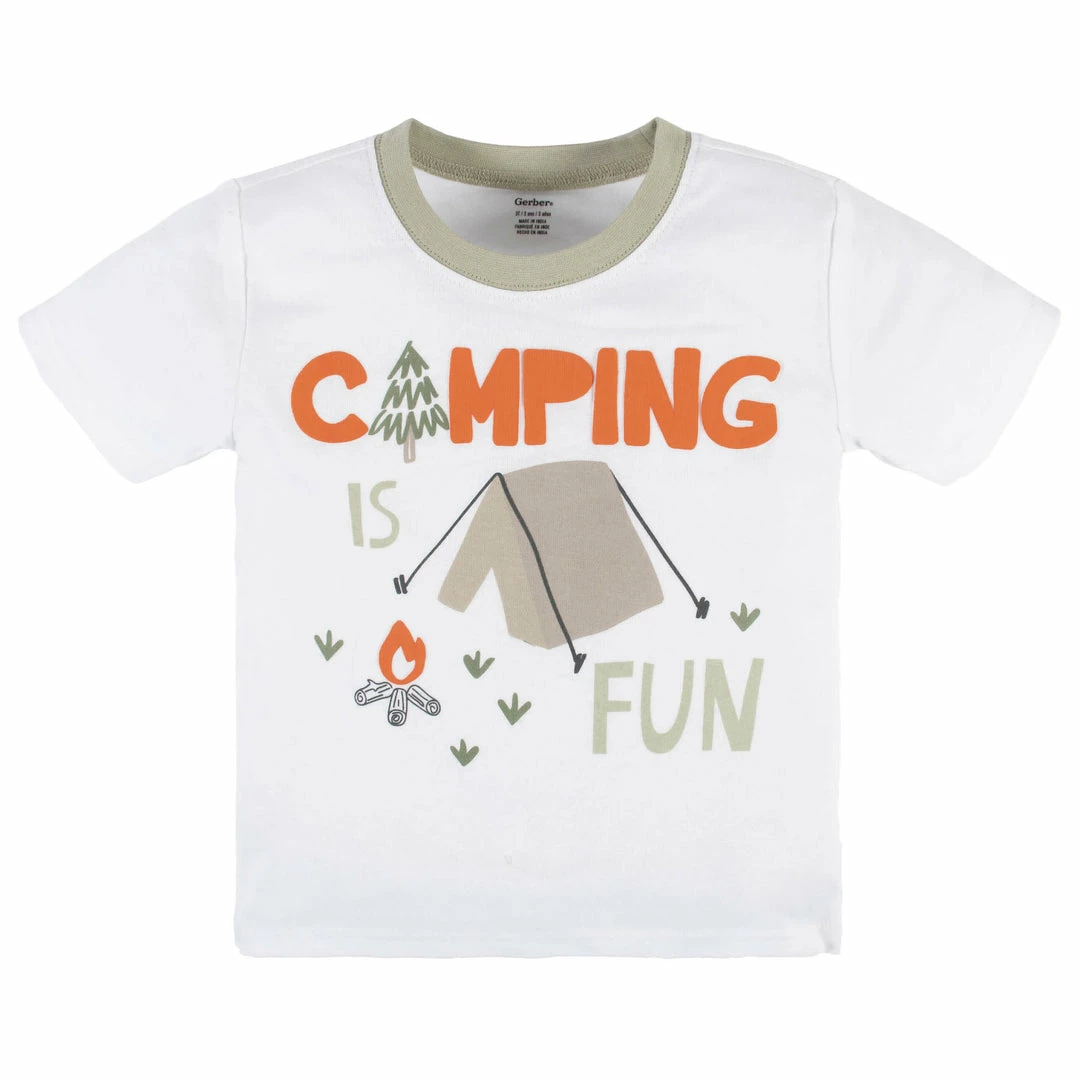 Wholesale 🤩 Gerber® See What's New 4-Piece Infant & Toddler Boys Camping Fun Tees, Shorts & Pants Set 🎁 4 Gerber® See What's New 4-Piece Infant & Toddler Boys Camping Fun Tees, Shorts & Pants Set