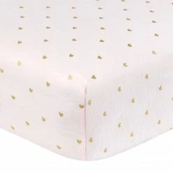 Just Born By Gerber® Bedding Baby Girls Metallic Hearts Jersey Knit Crib Sheet