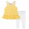 Gerber® See What's New 2-Piece Baby Girls Yellow Garden Sleeveless Tunic & Legging Set