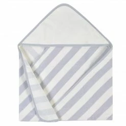 Gerber® Embroidered 4-Piece Neutral Striped Gray Hooded Towel & Washcloths Set