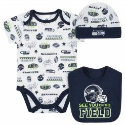 NFL BabyPreemie - 24M Seattle Seahawks 3-Piece Baby Boys Bodysuit, Bib, And Cap Set