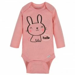 6-Pack Baby Girls Bunny Long Sleeve Onesies® Brand Bodysuits