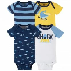 Gerber® 4-Pack Baby Boys Shark Zone Short Sleeve Onesies® Bodysuits See What's New