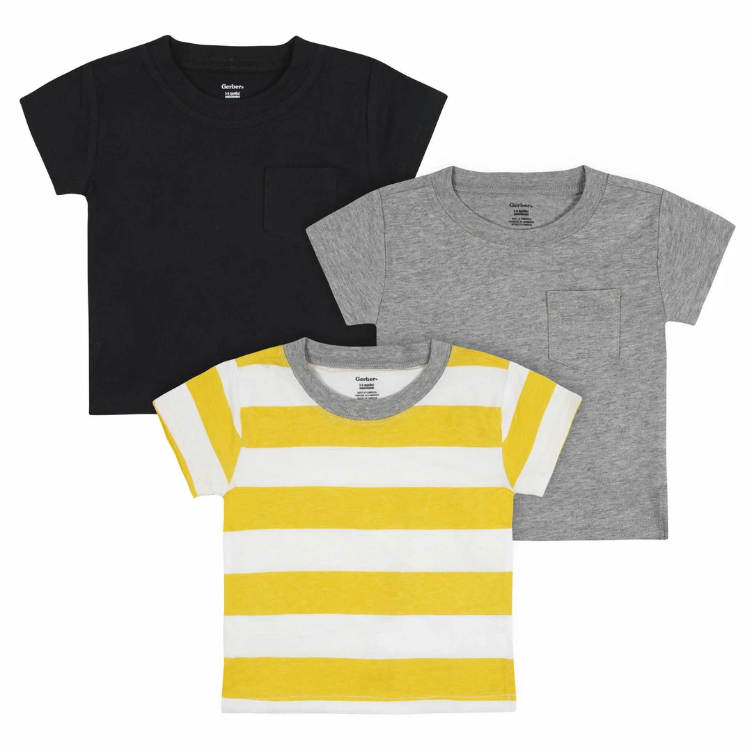 Outlet 👏 Gerber® 3-Pack Baby & Toddler Boys Neat Neutrals Short Sleeve Pocket Tees 👍 1 Gerber® 3-Pack Baby & Toddler Boys Neat Neutrals Short Sleeve Pocket Tees