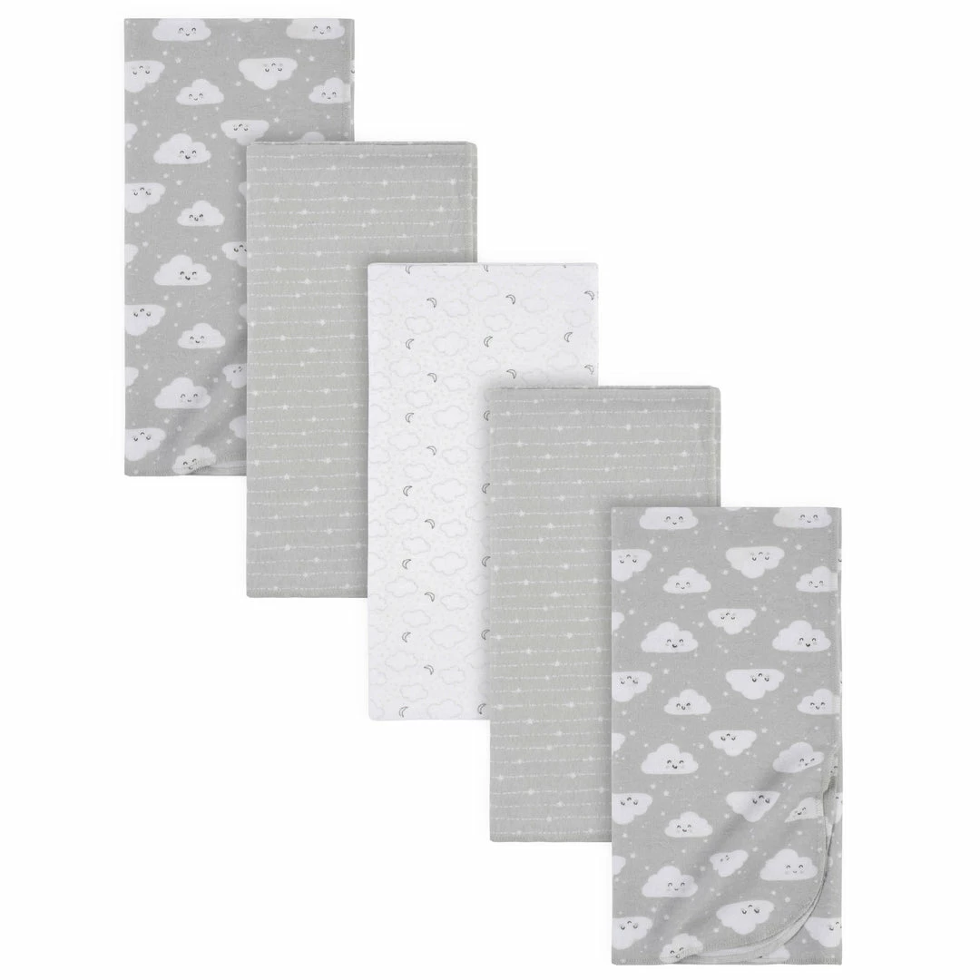 Hot Sale ⭐ Gerber® 5-Pack Baby Neutral Clouds Flannel Receiving Blankets BabyPreemie - 24M 👍 1 Gerber® 5-Pack Baby Neutral Clouds Flannel Receiving Blankets BabyPreemie - 24M