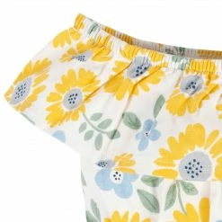 Gerber® See What's New 2-Piece Baby Girls Sunny Garden Wide Neck Romper & Headband Set