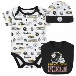 NFL BabyPreemie - 24M Pittsburgh Steelers 3-Piece Baby Boys Bodysuit, Bib, And Cap Set