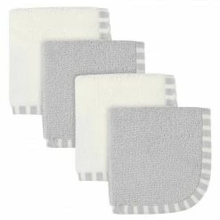 Gerber® 4-Pack Boys Gray & Ivory Woven Washcloths Toddler Boy