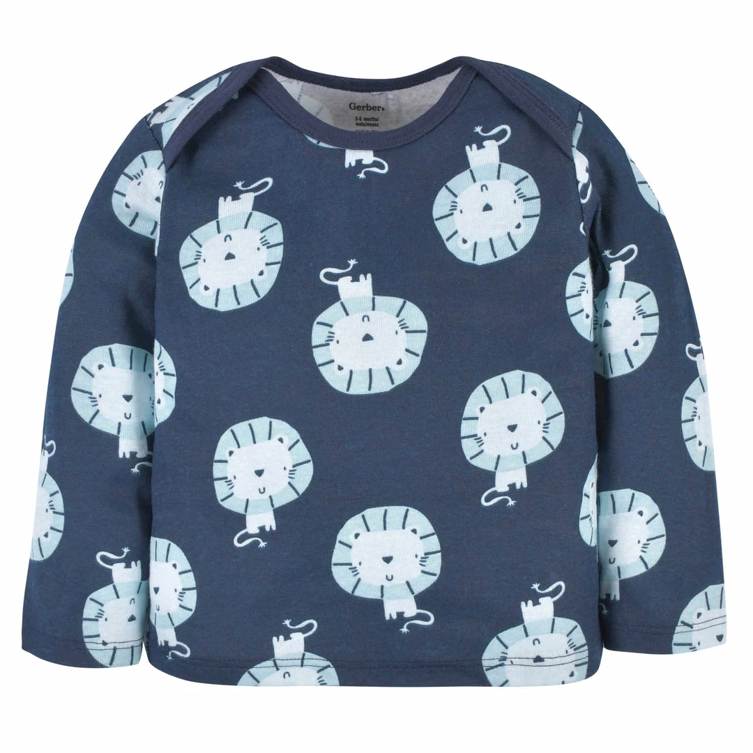 Best Pirce 👏 Gerber® 3-Piece Baby Boys Comfy Stretch Lion Long Sleeve 👚 Shirt, Footed Pant, & Cap Set BabyPreemie - 24M ✔️ 5 Gerber® 3-Piece Baby Boys Comfy Stretch Lion Long Sleeve Shirt, Footed Pant, & Cap Set BabyPreemie - 24M