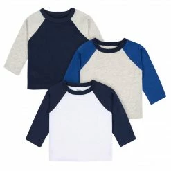 Gerber® See What's New 3-Pack Baby & Toddler Boys Royal Blues Long Sleeve Baseball Tees