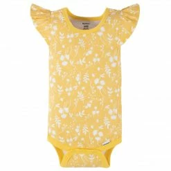 Gerber® 4-Pack Baby Girls Yellow Garden Short Sleeve Onesies® Bodysuits See What's New