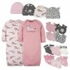 Gerber® 16-Piece Baby Girls Leopard Gown, Mitten, Cap, & Sock Set BabyPreemie - 24M