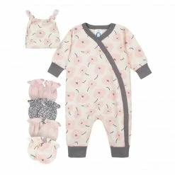 Gerber® 6-Piece Baby Girls Bunny Coveralls And Mittens Gift Set BabyPreemie - 24M