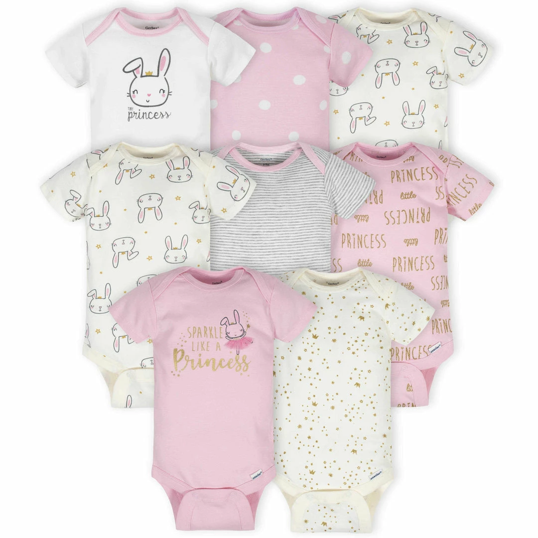 Coupon 🎁 Gerber® 8-Pack Baby 👧 Girls Princess Short Sleeve Onesies® Bodysuits BabyPreemie - 24M ⌛ 1 Gerber® 8-Pack Baby Girls Princess Short Sleeve Onesies® Bodysuits BabyPreemie - 24M