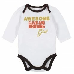 NFL Cleveland Browns Baby Girls Bodysuit, Pant, And Cap Set