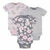Gerber® 3-Pack Baby Girls Comfy Stretch Floral Leopard Short Sleeve Onesies® Bodysuits BabyPreemie - 24M