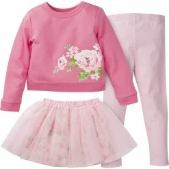 Gerber® 3-Piece Baby & Toddler Girls Feelin' Floral French Terry Top, Tulle Tutu, & Legging Set BabyPreemie - 24M