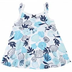 Gerber Childrenswear 3-Piece Baby & Toddler Girls Sea Shells Dress, Diaper Cover & Sun Hat Set BabyPreemie - 24M