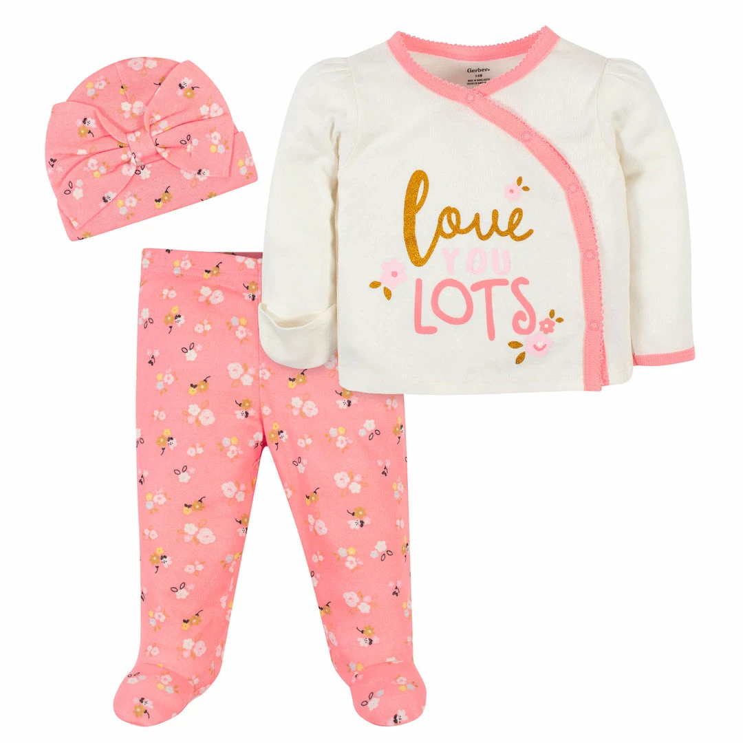 Wholesale 🛒 Gerber® BabyPreemie - 24M 3-Piece Baby 👧 Girls Floral Take Me Home Set 🎉 1 Gerber® BabyPreemie - 24M 3-Piece Baby Girls Floral Take Me Home Set