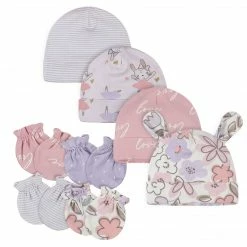 Gerber® 8-Piece Baby Girls Bunny Caps & Mittens Set