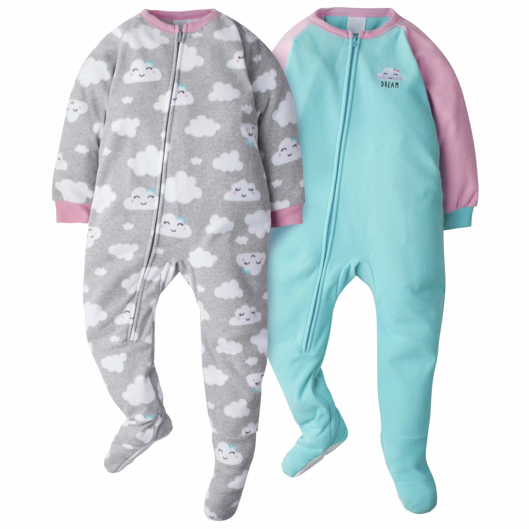 Discount 🎁 Gerber® Toddler2T - 5T 2-Pack Toddler Girl Dreaming Clouds Blanket Sleepers 😍 1 Gerber® Toddler2T - 5T 2-Pack Toddler Girl Dreaming Clouds Blanket Sleepers