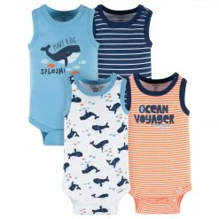 Gerber® 4-Pack Baby Boys Sea Friends Tank Onesies® Bodysuits