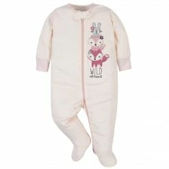 Gerber® BabyPreemie - 24M 3-Pack Organic Baby Girls Fox Sleep 'n Plays