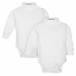 Gerber® 2-Pack Baby Neutral Long Sleeve Turtleneck Onesies® Bodysuits - White