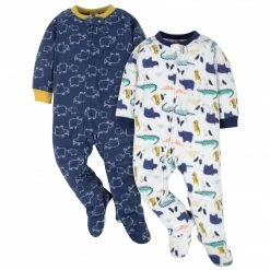 Gerber® BabyPreemie - 24M 2-Pack Baby Boys Zoo & Rhino Fleece Pajamas