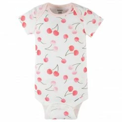 Gerber® 4-Pack Baby Girls Cherry Kisses Short Sleeve Onesies® Bodysuits