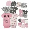 Gerber® 18-Piece Baby Girls Leopard Onesies® Bodysuit, Mitten, Cap, & Sock Set BabyPreemie - 24M