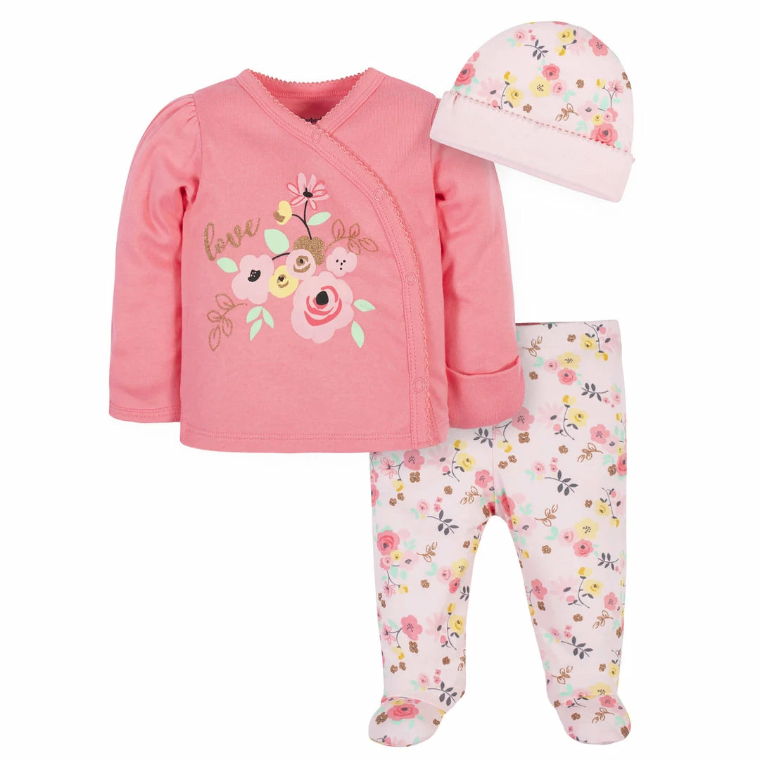 Best Sale ⌛ Gerber® Organic Collection 3-Piece Baby 👧 Girls Love You Organic Take-Me-Home Set 🌟 1 Gerber® Organic Collection 3-Piece Baby Girls Love You Organic Take-Me-Home Set