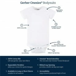 Gerber® 3-Pack Baby Neutral White Long Sleeve Organic Onesies® Bodysuits With Mitten Cuffs BabyPreemie - 24M