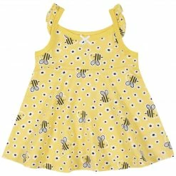 Gerber Childrenswear BabyPreemie - 24M 3-Piece Baby & Toddler Girls Bee Garden Dress, Diaper Cover & Sun Hat Set
