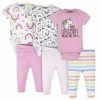 6-Piece Baby Girls Unicorn Onesies® Brand Bodysuits & Pants Set BabyPreemie - 24M