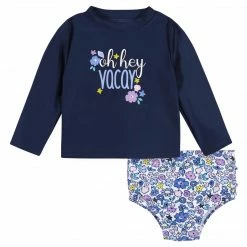 Gerber® See What's New 2-Piece Baby & Toddler Girls Vacation Vibes Rash Guard & Swim Bottoms Set