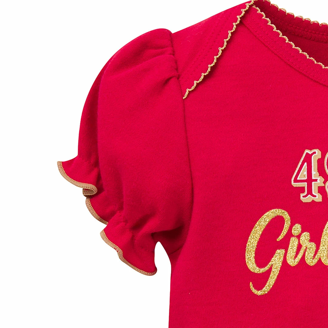 Best Pirce ✨ NFL 3-Pack Baby 👧 Girls 49Ers Short Sleeve Bodysuits ⌛ 4 NFL 3-Pack Baby Girls 49Ers Short Sleeve Bodysuits