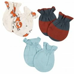 Gerber® 3-Pack Baby Boys Fox No Scratch Mittens
