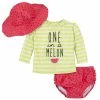 Gerber® 3-Piece Girls Watermelon Swim Bottoms, Rash Guard, & Hat Bundle BabyPreemie - 24M