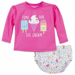 Gerber® BabyPreemie - 24M 2-Piece Baby & Toddler Girls Ice Cream Dreams Swim Bottom & Rash Guard Set
