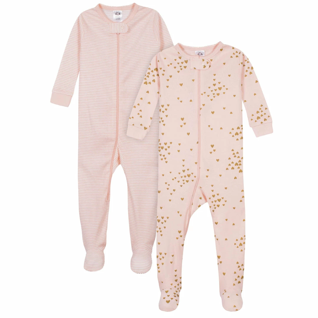 Hot Sale 💯 Gerber® BabyPreemie - 24M 2-Pack Baby & Toddler 👧 Girls Love Snug Fit Footed Cotton Pajamas 🌟 1 Gerber® BabyPreemie - 24M 2-Pack Baby & Toddler Girls Love Snug Fit Footed Cotton Pajamas